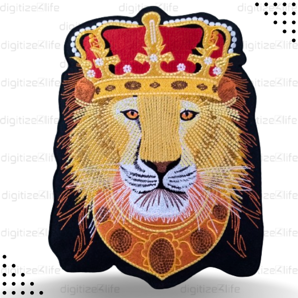 Lion with Crown Embroidered Patch