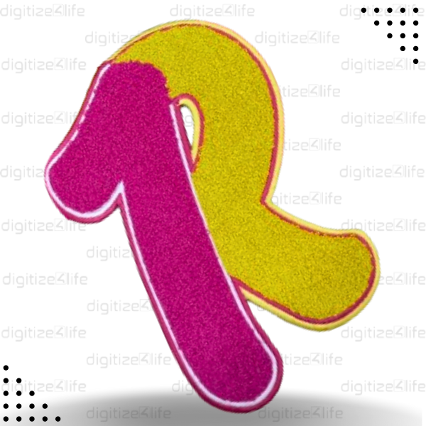 Pink and Yellow Letter R Chenille Patch