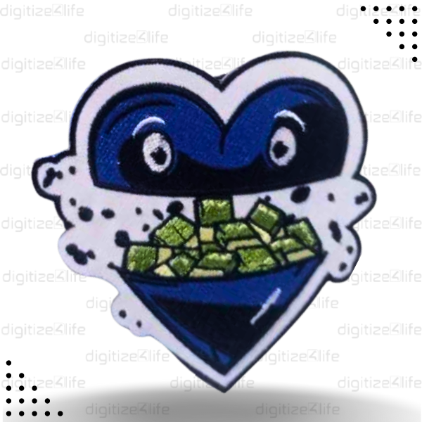 Blue Heart Embroidered Patch