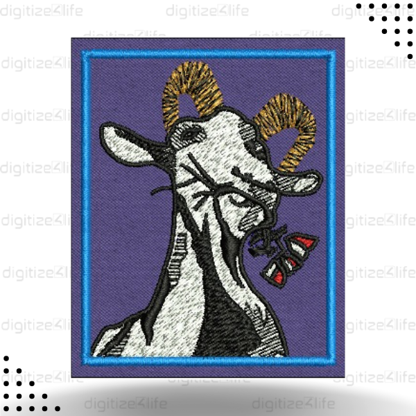 Goat with Flower Applique Embroidery