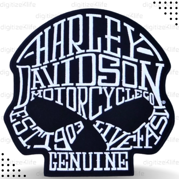 Text in Skull Embroidered Patch