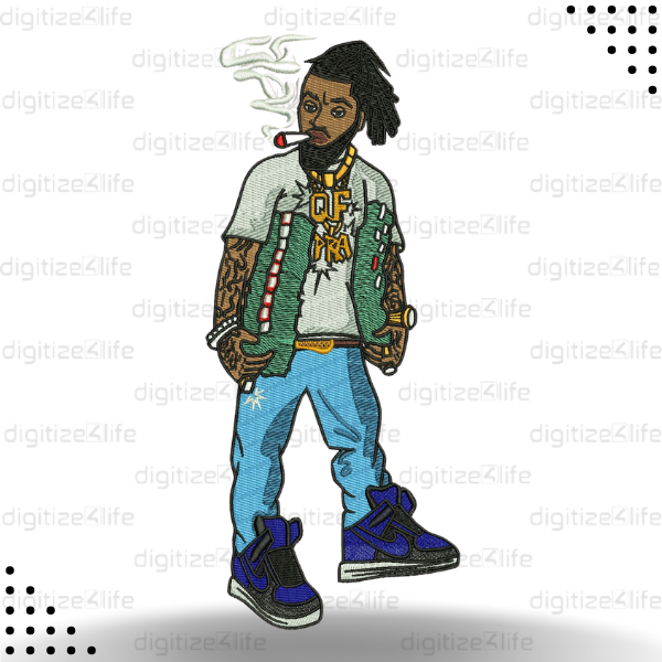 Smoking Man Flat Embroidery