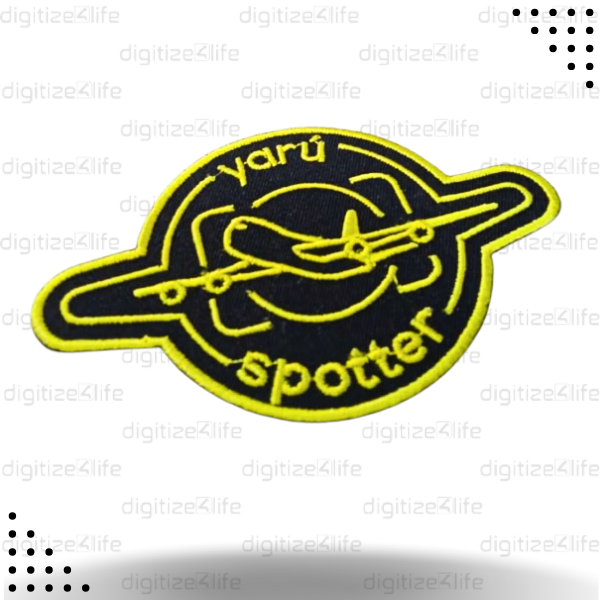 Black and Yellow Airplane Embroidered Patch