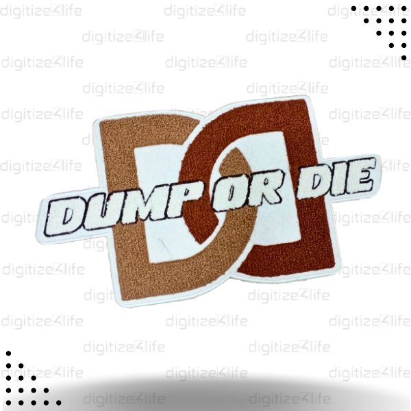 Light and Dark Brown Color Dump or Die Chenille Patch