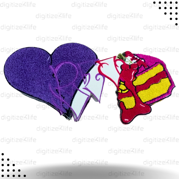 Heart and Cake Chenille Patch