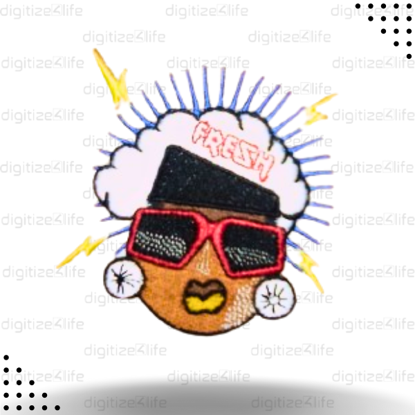 Lady face with Thunder Bolts Embroidered Patch